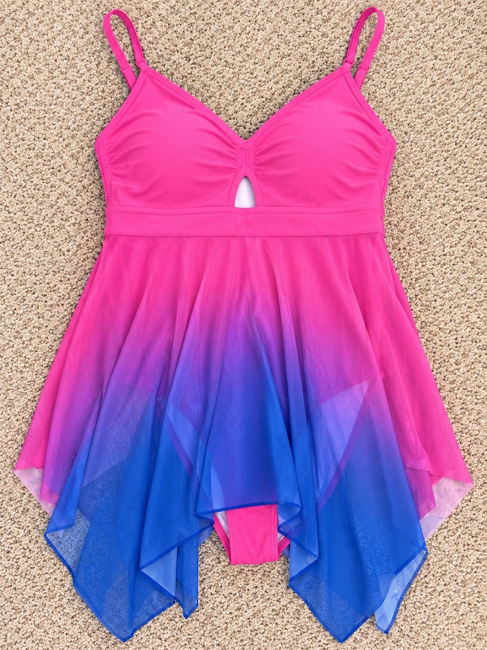 Womens- Ombre Pink to Blue Swim Dress